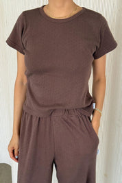 Chocolate Pointelle Babe Tee