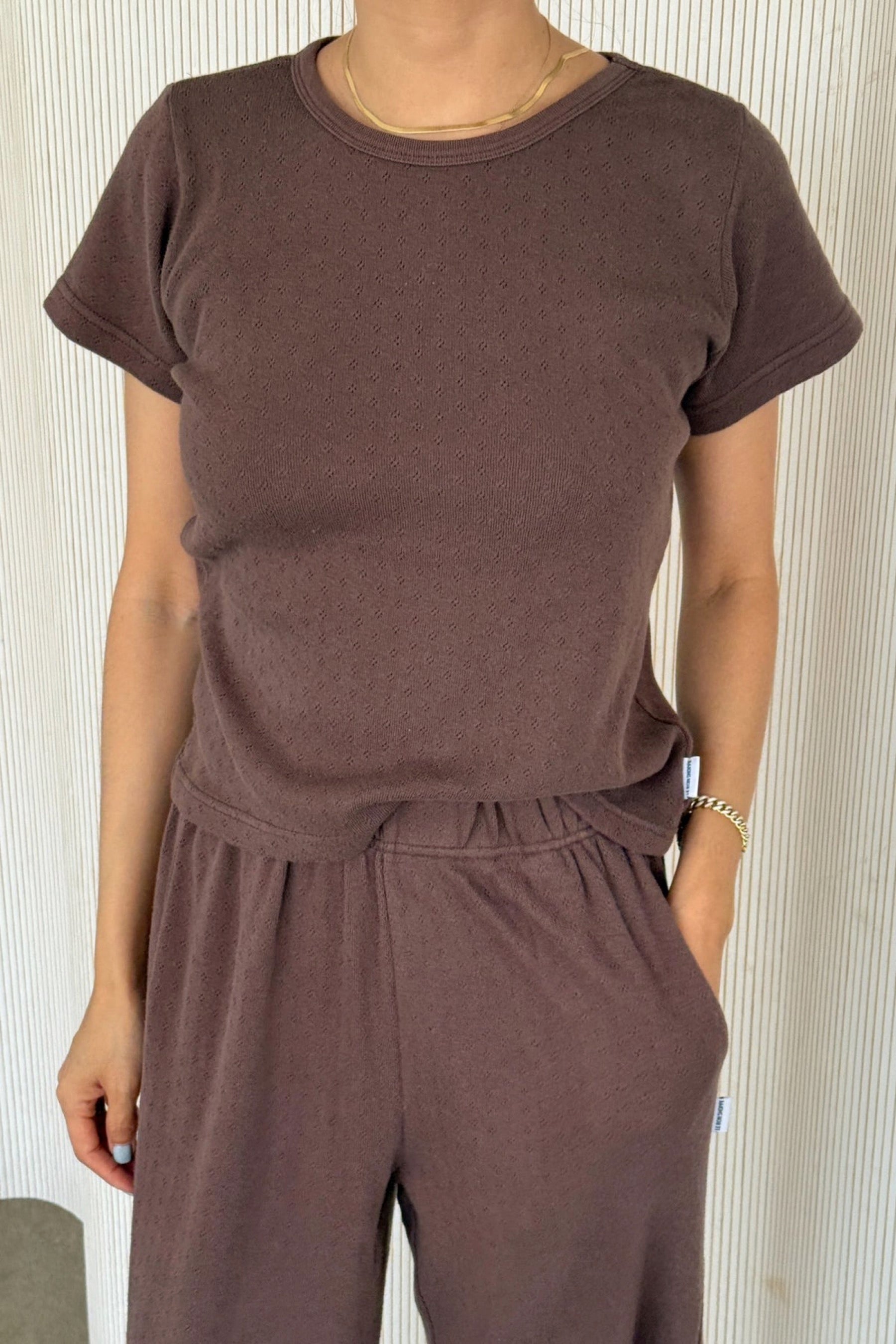 Chocolate Pointelle Babe Tee