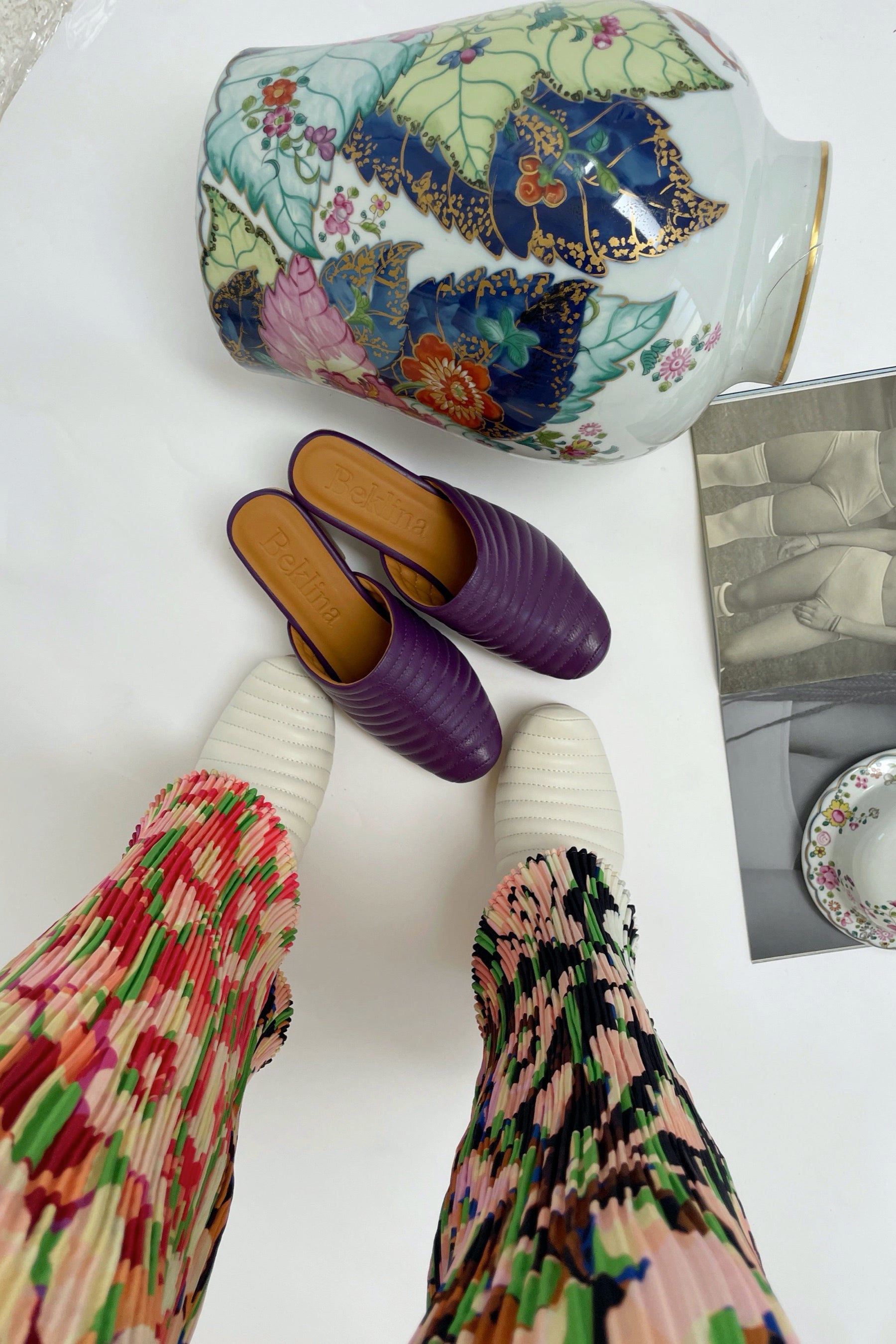 Off White Ribbed Clog