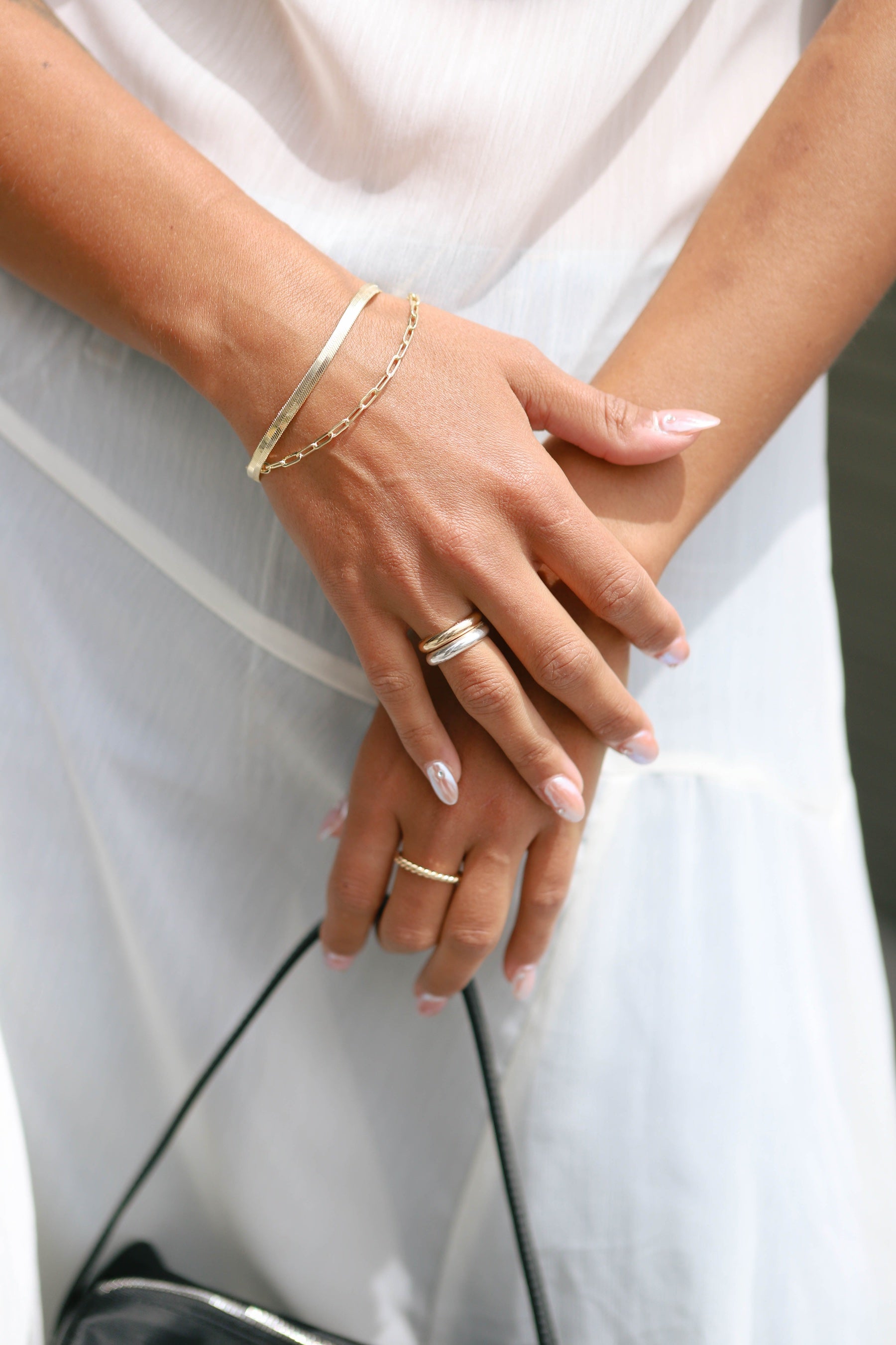 Gold Thick Herringbone Bracelet