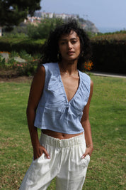 Blue Gingham Del Rio Top