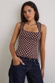 Brown Polka Dot Jinalo Tank
