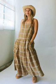 Mocha Plaid Tiered Dress