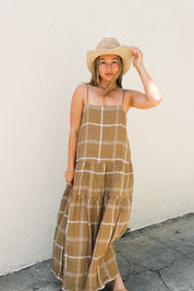 Mocha Plaid Tiered Dress