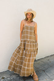 Mocha Plaid Tiered Dress