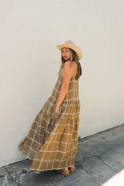 Mocha Plaid Tiered Dress