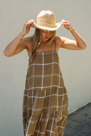 Mocha Plaid Tiered Dress