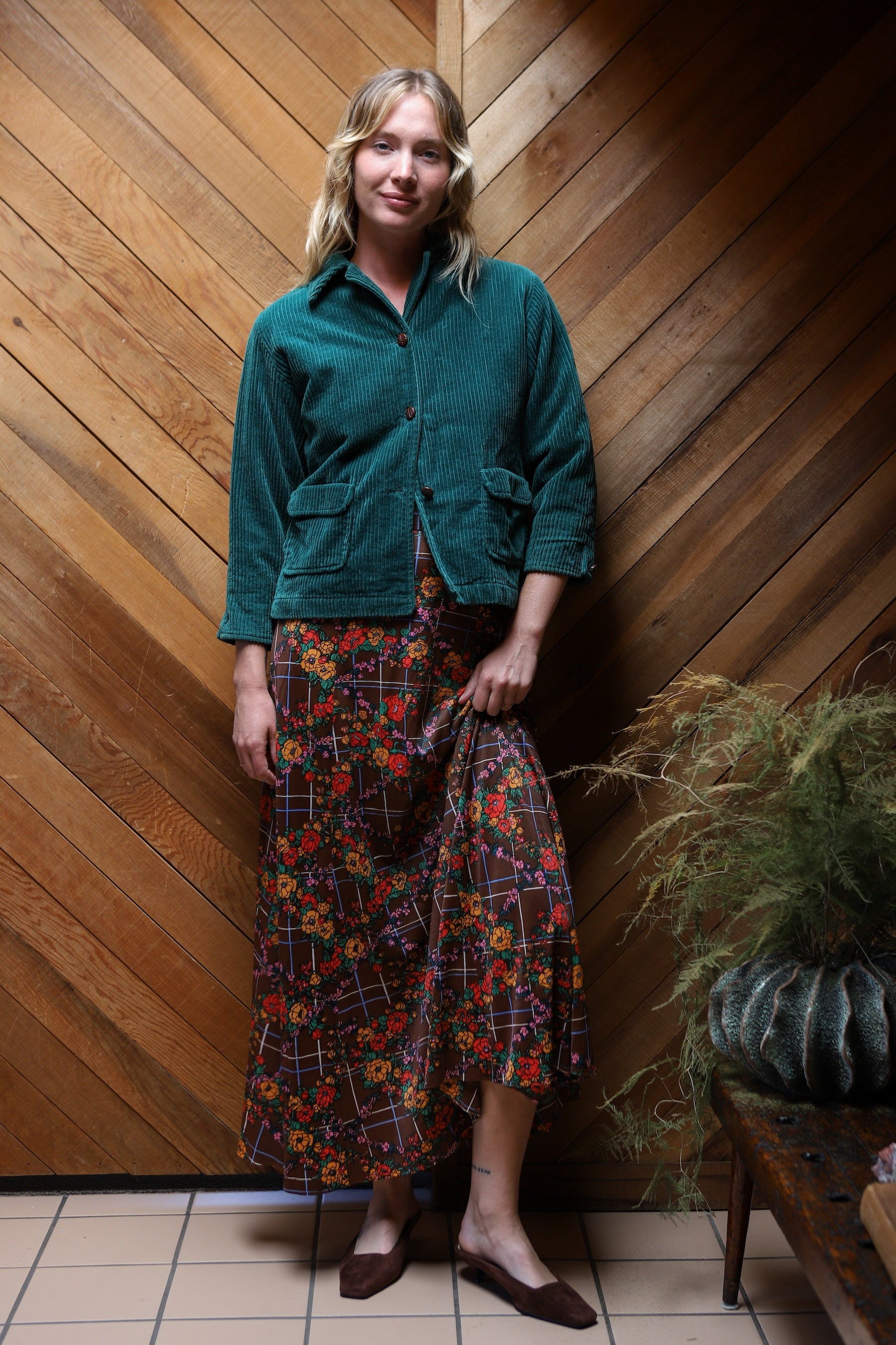 Floral Plaid Maxi Skirt