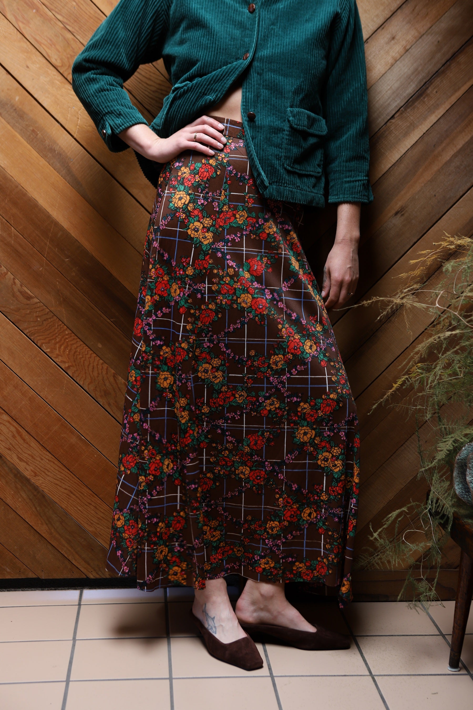 Floral Plaid Maxi Skirt