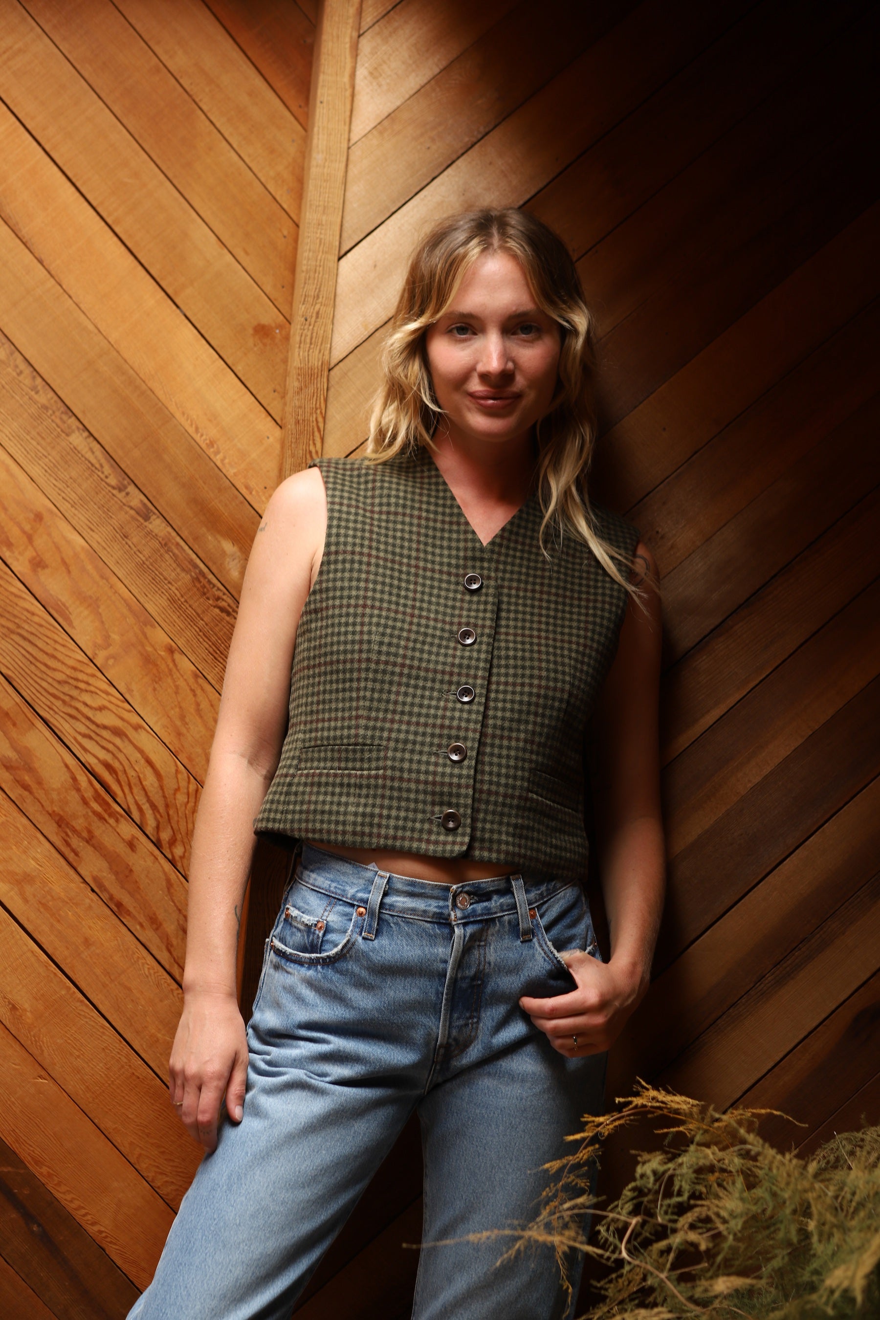 Plaid Wool Vest