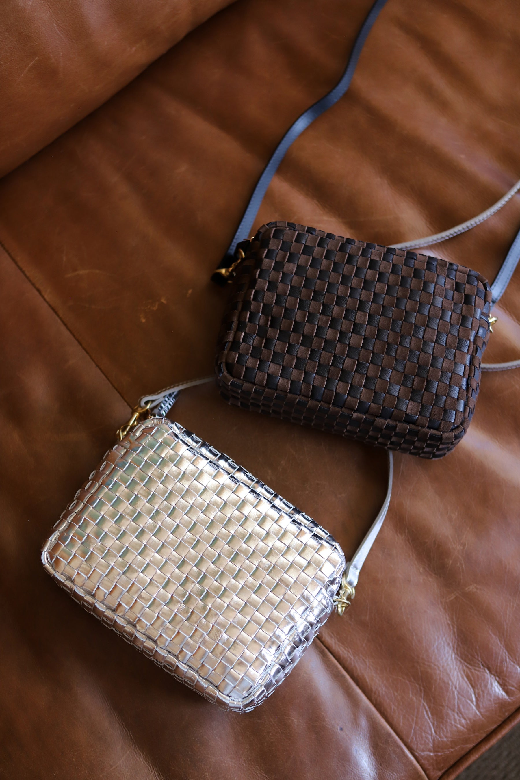 Black + Chocolate Checker Midi Sac
