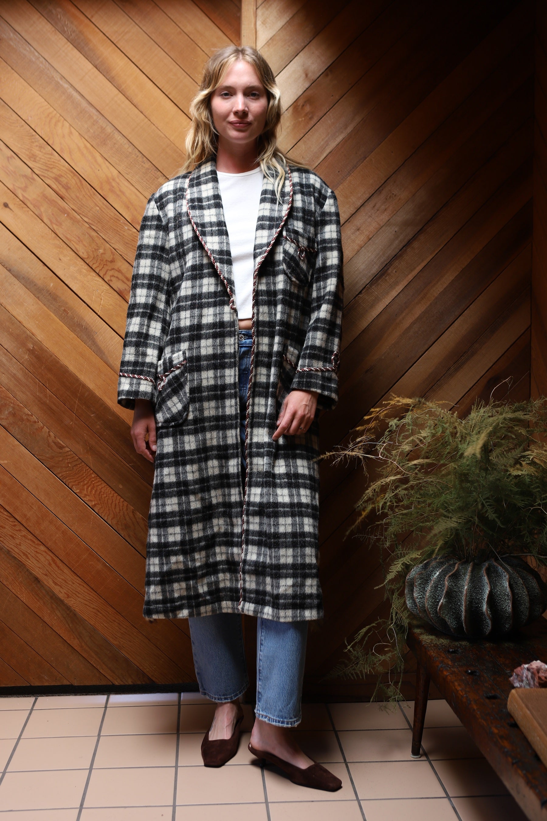 Red Leaf Plaid Coat