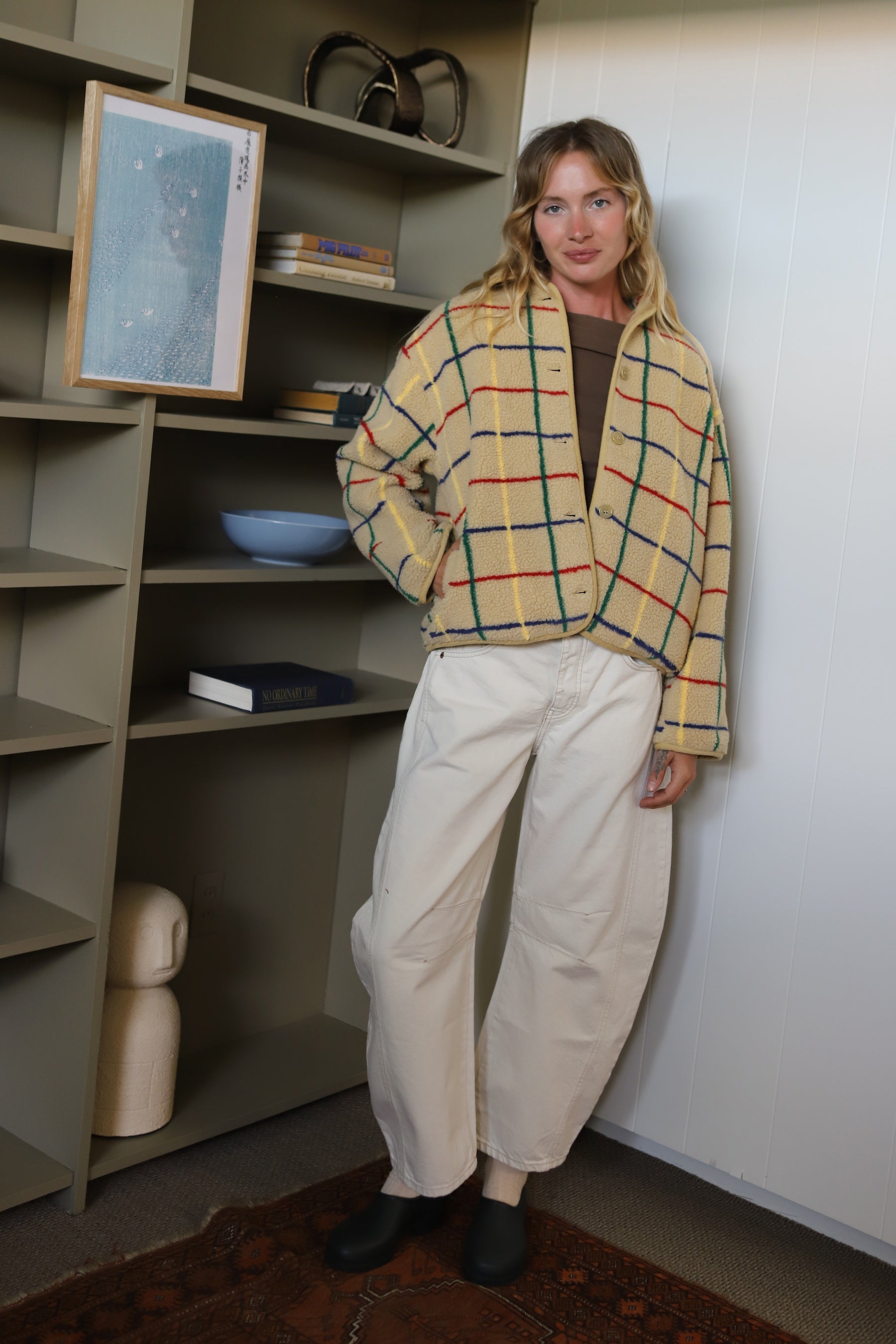 Color Striped Sherpa Jacket