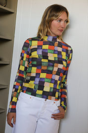 Rainbow Plaid Turtleneck