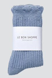 Pale Blue Linen Scallop Socks