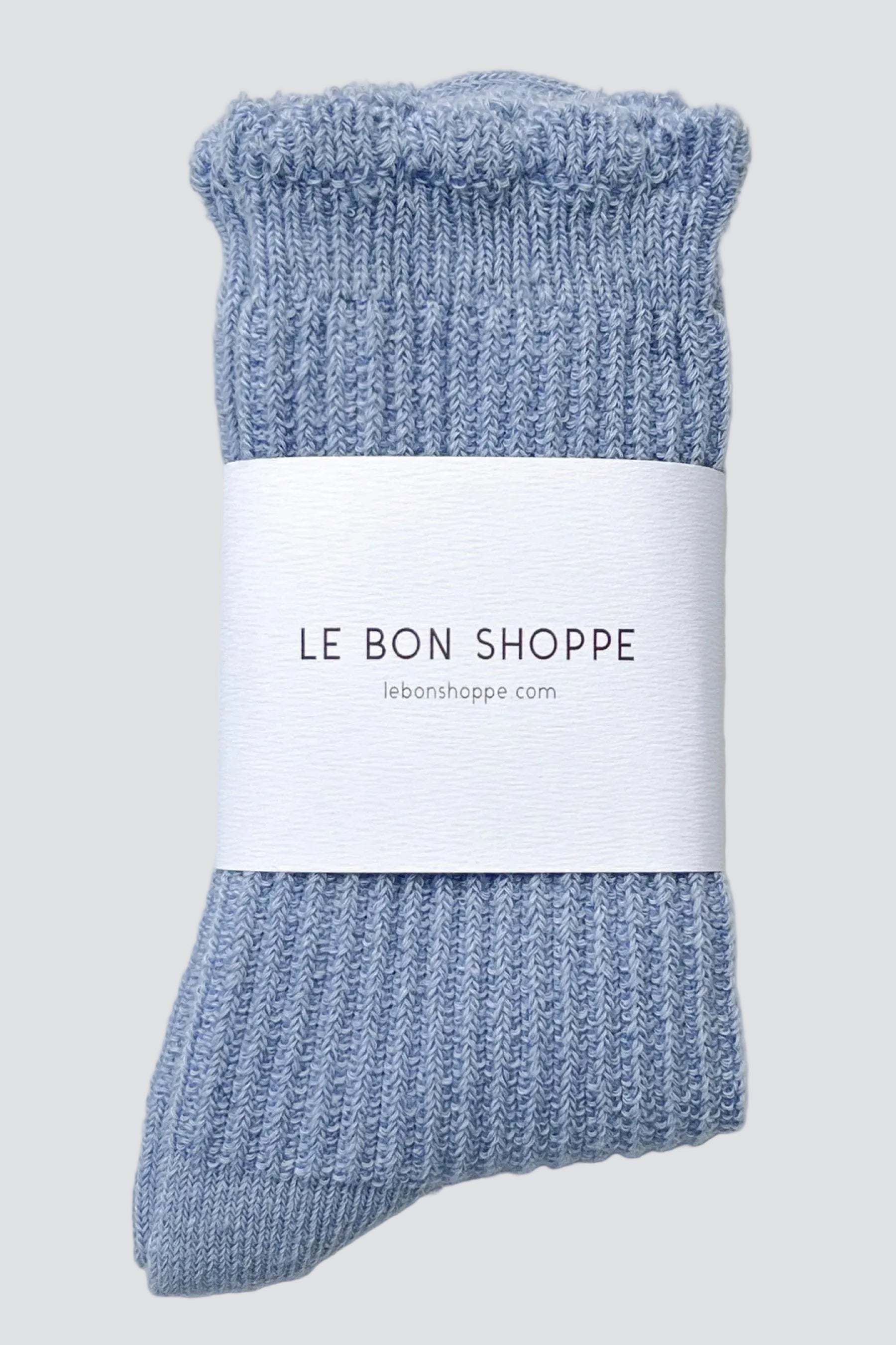 Pale Blue Linen Scallop Socks