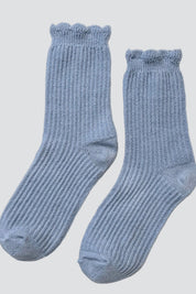 Pale Blue Linen Scallop Socks