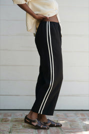 Jet Linen Stripe Crop Racer Pant