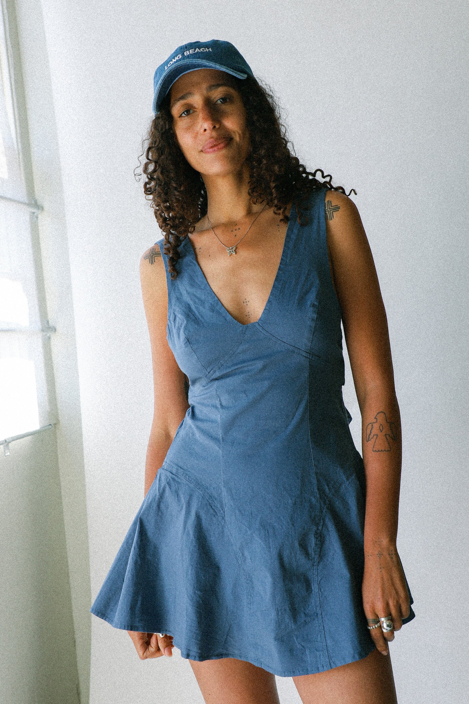 X Prism Denim Long Beach Hat