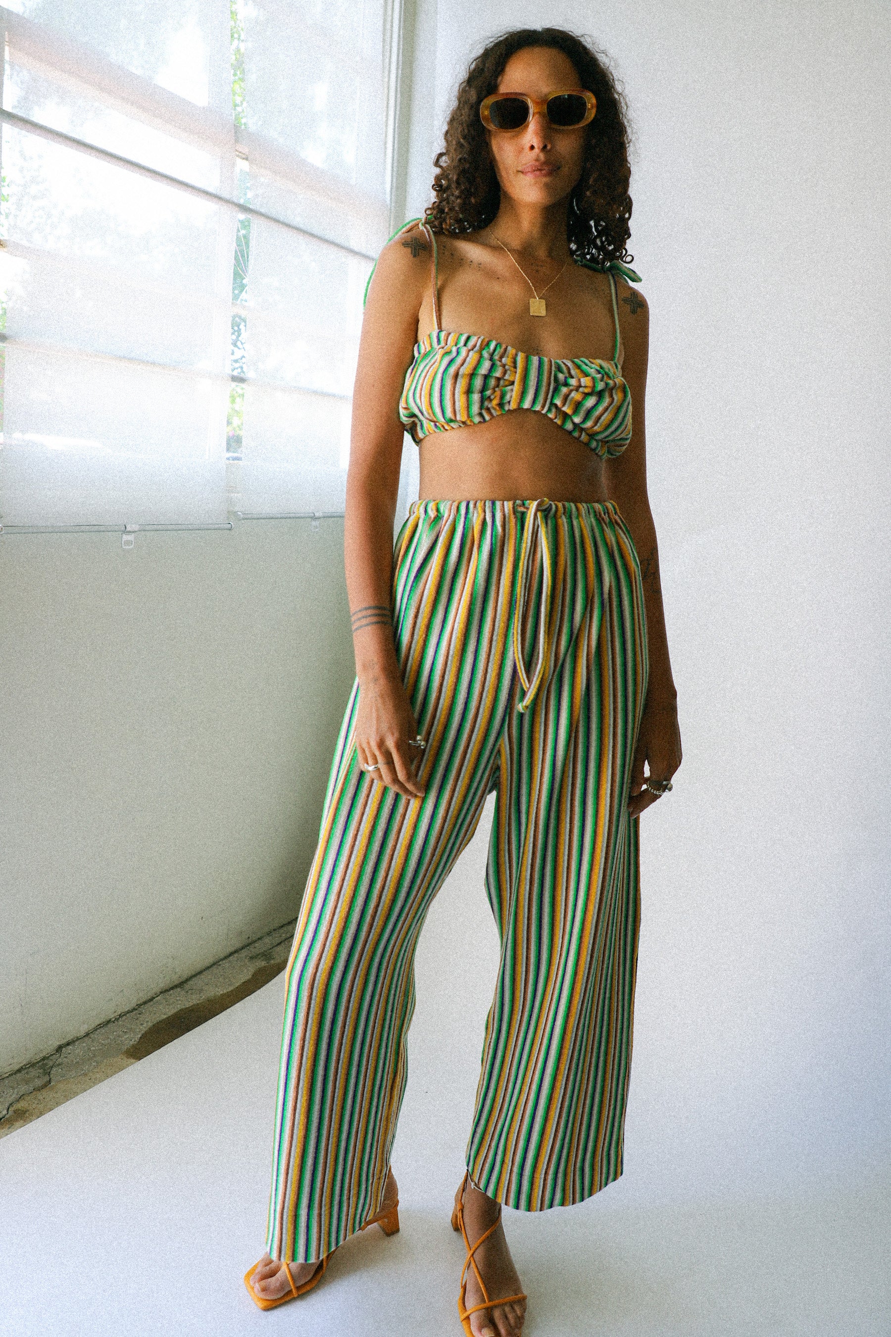 Green Stripe Terry Trouser