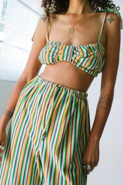 Green Stripe Terry Bra Top