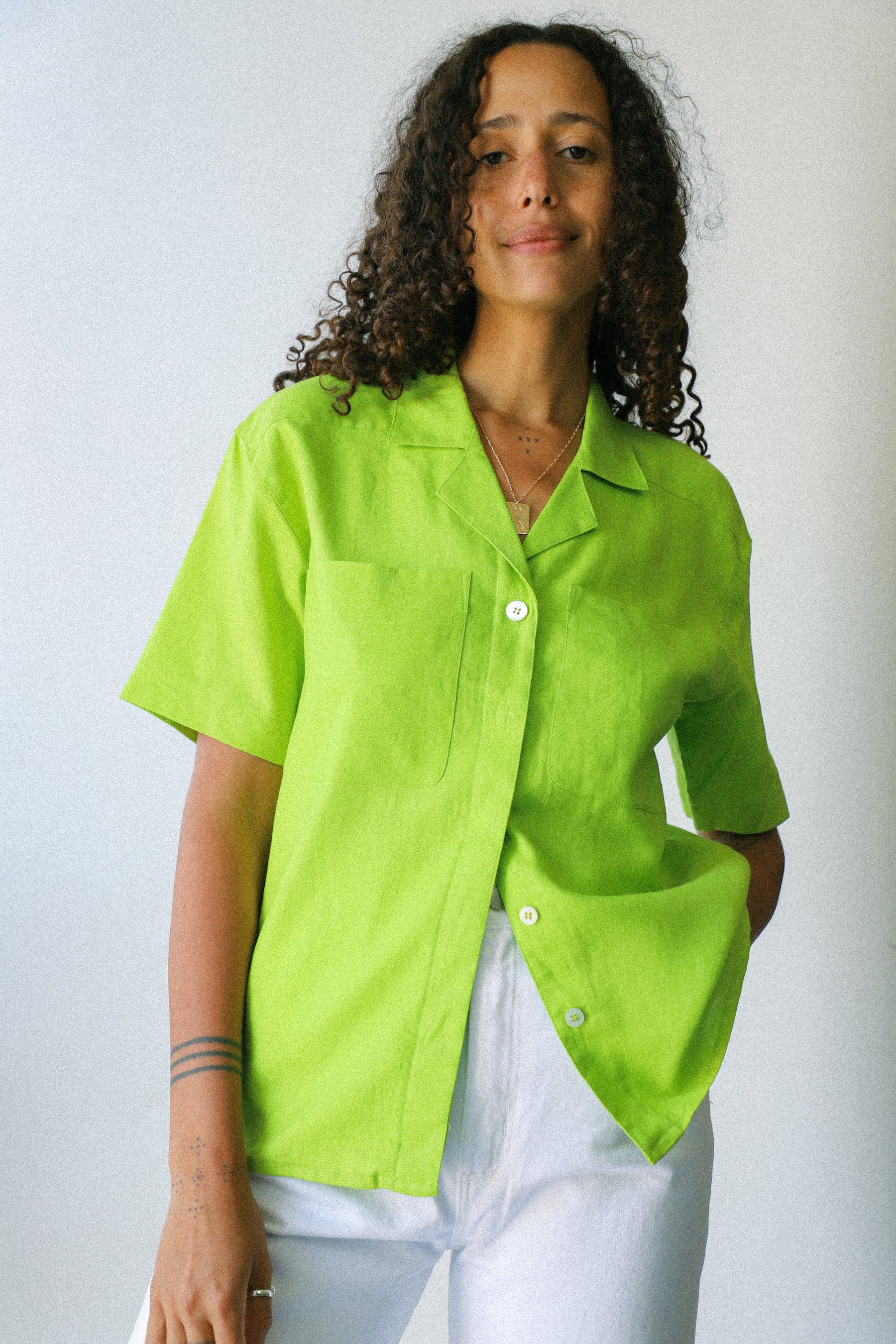 Lime Green Linen Top
