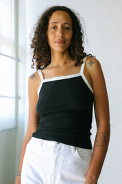 Black Contrast Naomi Tank