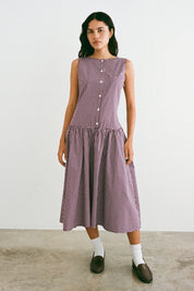 Wine Gingham Miriam Dress