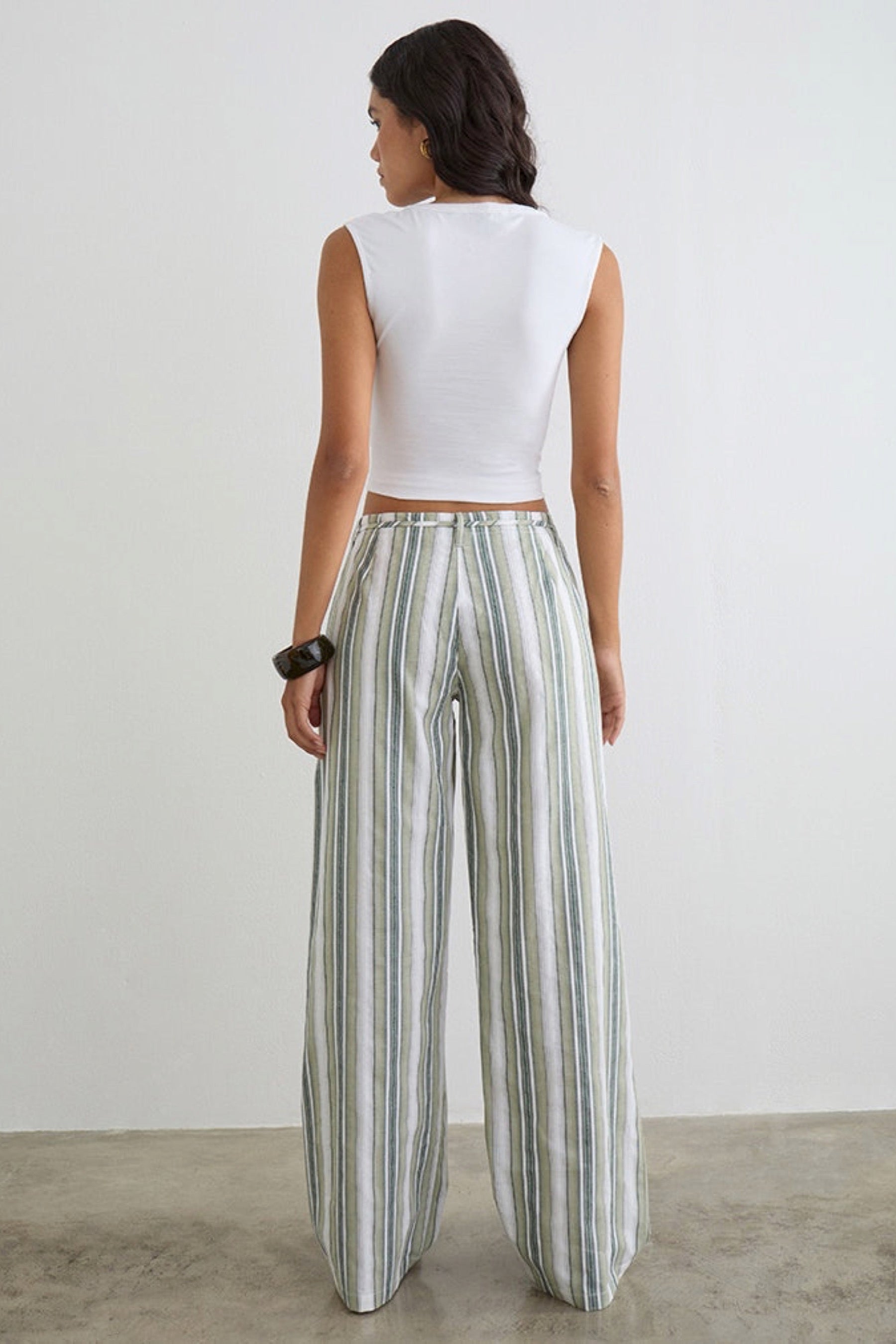 Sage Stripe Morino Trouser