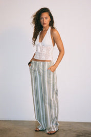 Sage Stripe Morino Trouser