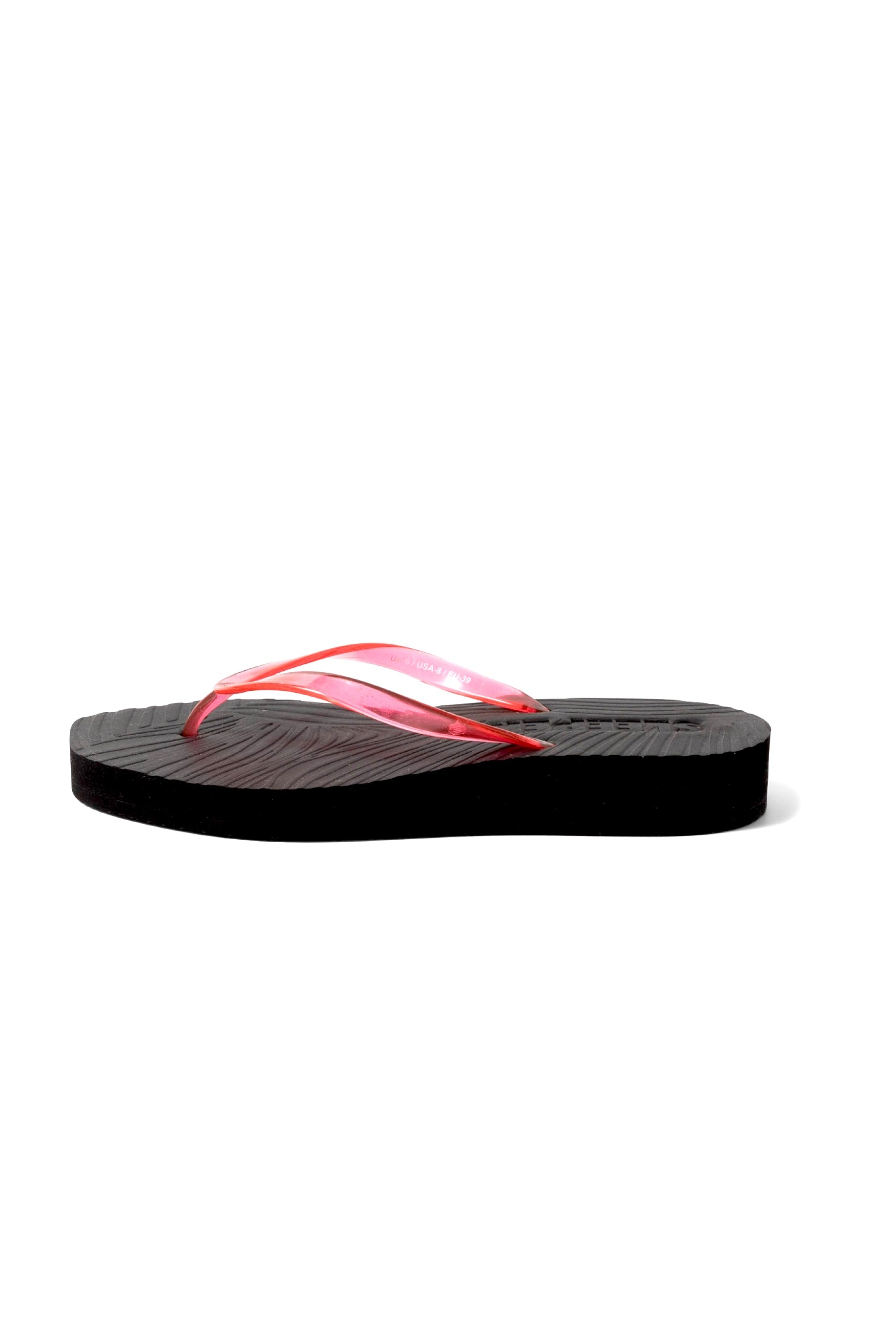 Red Transparent Tapered Platform Flip Flops
