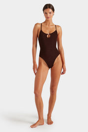 Metallic Chocolate Mia Beaded One Piece
