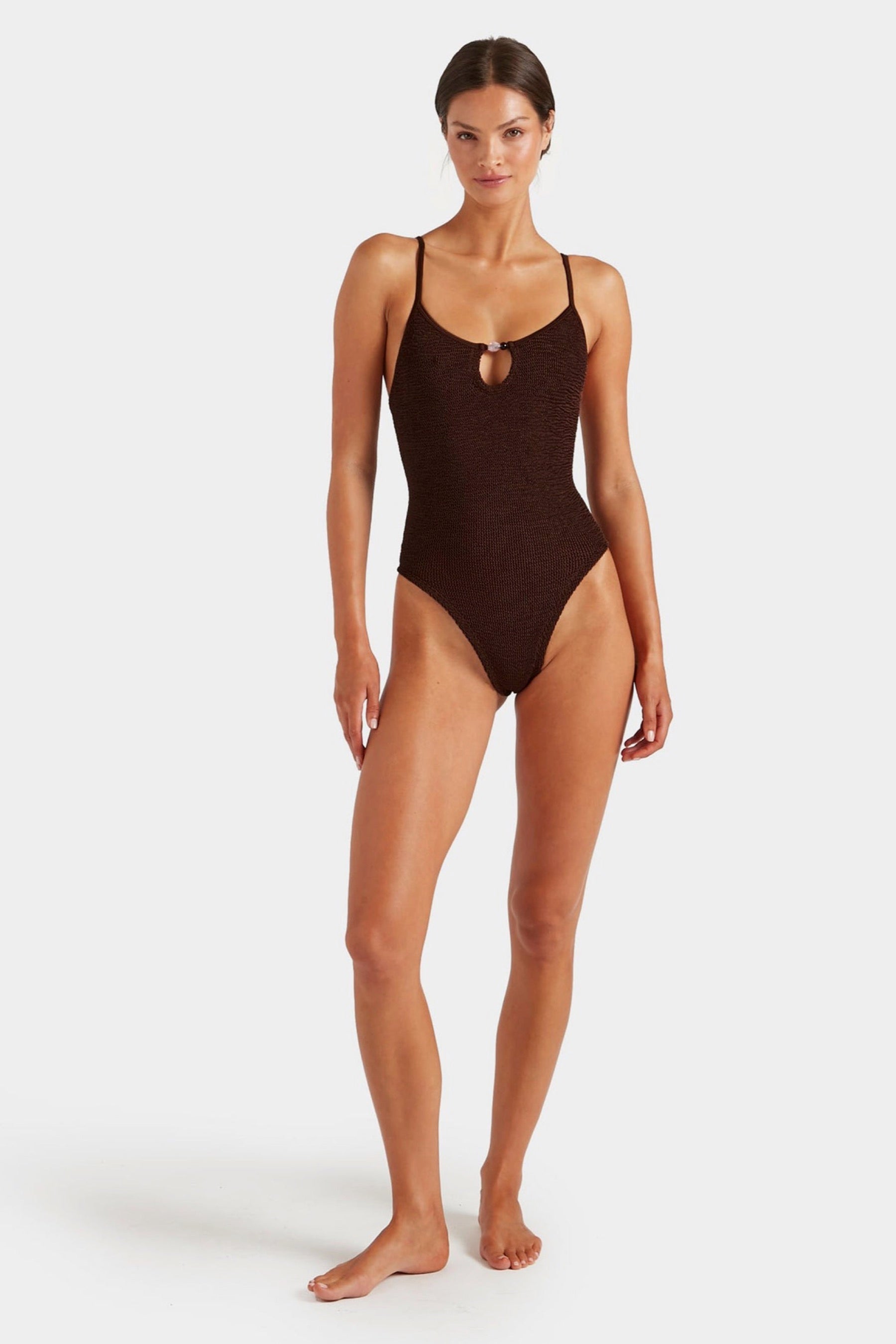 Metallic Chocolate Mia Beaded One Piece