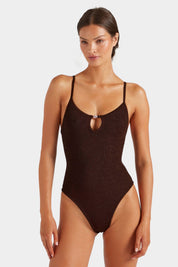 Metallic Chocolate Mia Beaded One Piece