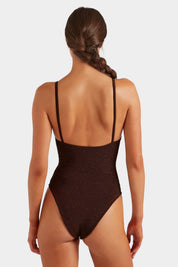 Metallic Chocolate Mia Beaded One Piece