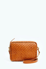 Natural Woven Checker Midi Sac