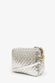 Silver Woven Checker Midi Sac