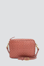 Rose Clay Woven Checker Midi Sac