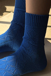 Cobalt Modal Eyelet Socks