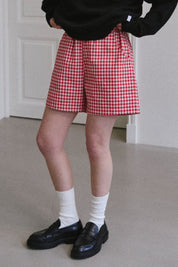 Red Gingham City Shorts