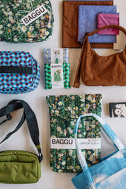 Blue Wavy Gingham Puffy Lunch Bag