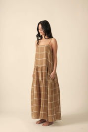 Mocha Plaid Tiered Dress