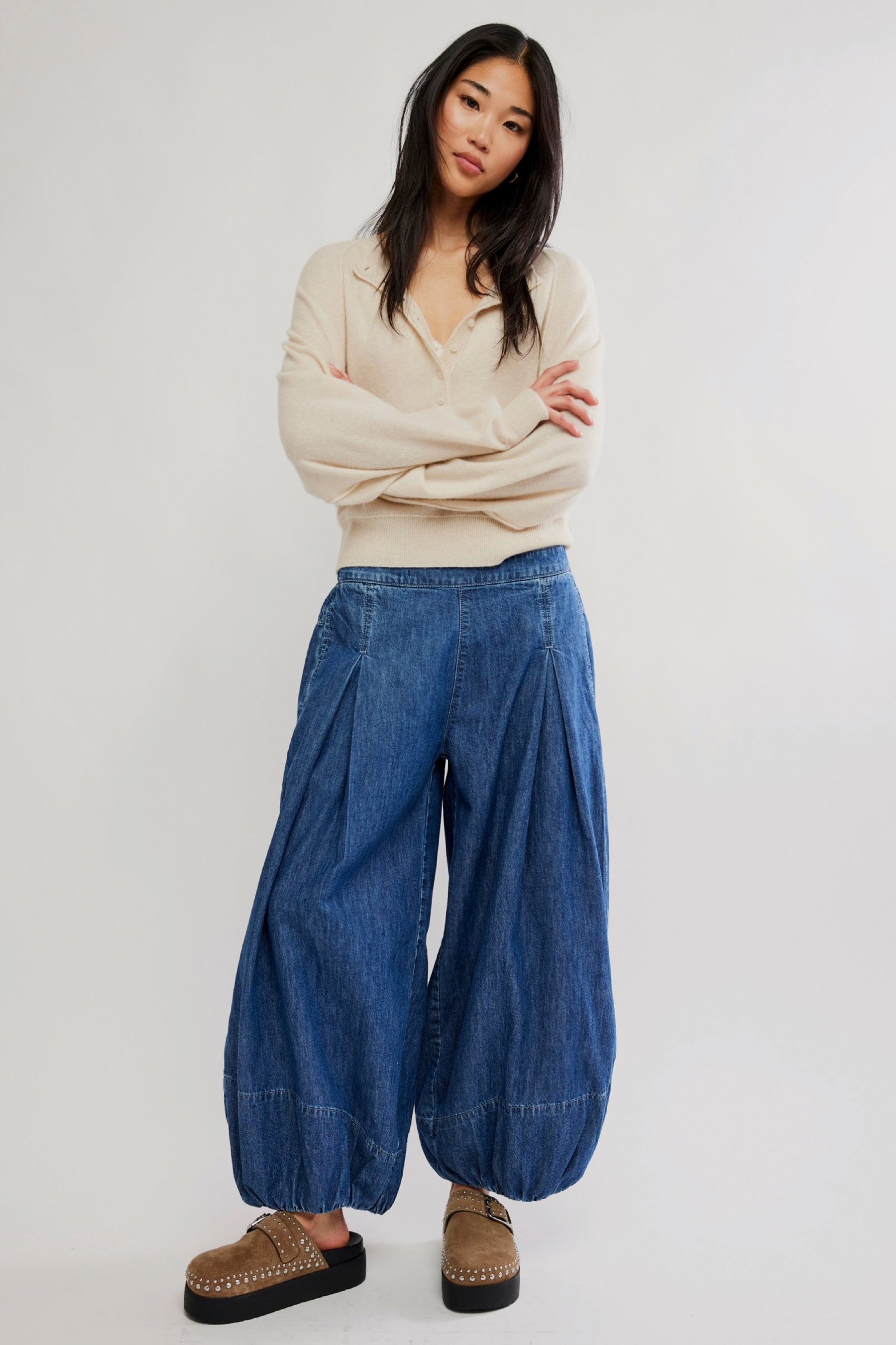 Blue Dusk Moonflower Balloon Jean