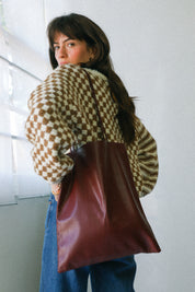 Burgundy Slim Lamb Sak Tote