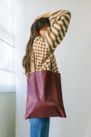 Burgundy Slim Lamb Sak Tote
