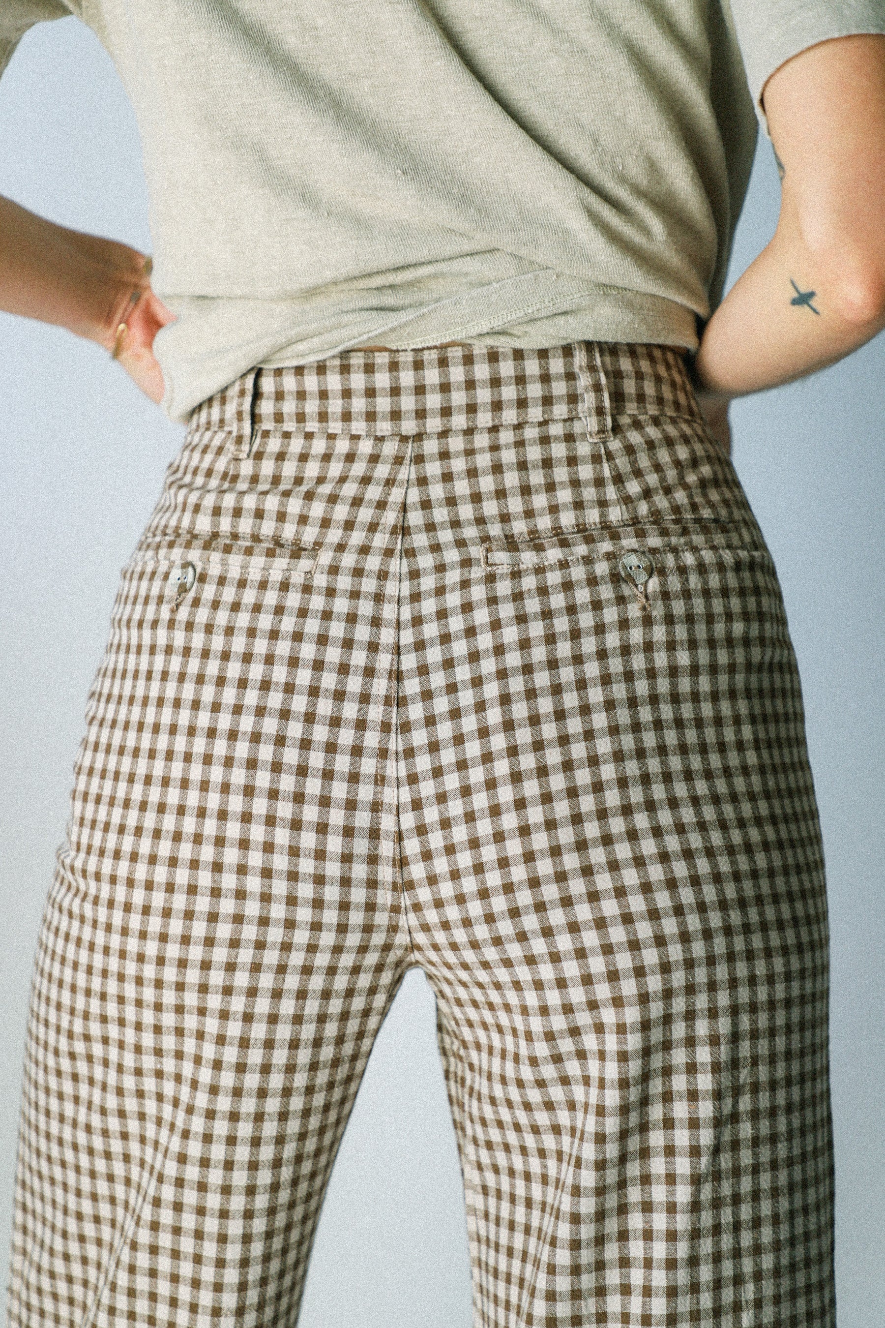 Khaki Gingham Sailor Pant