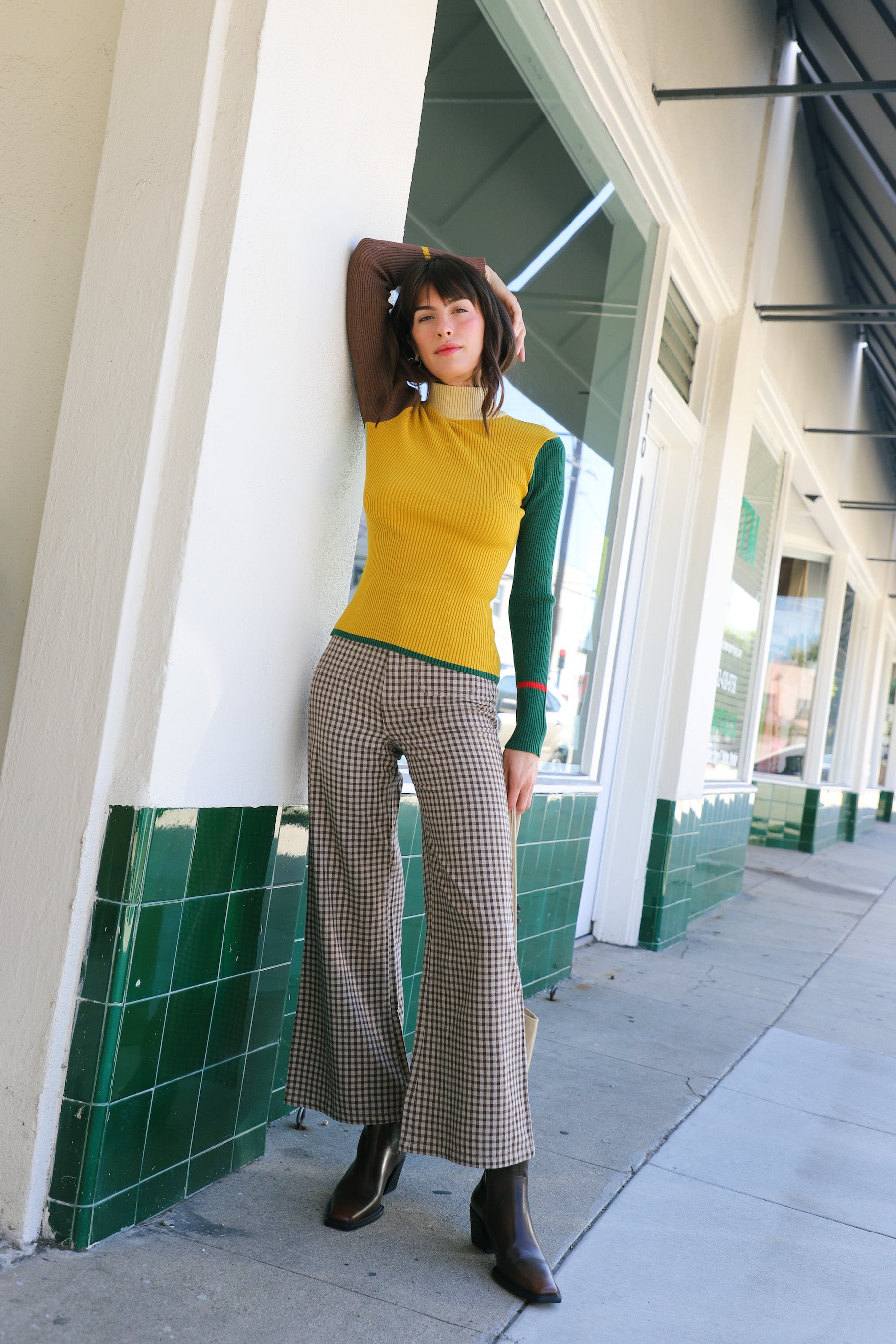 Khaki Gingham Sailor Pant