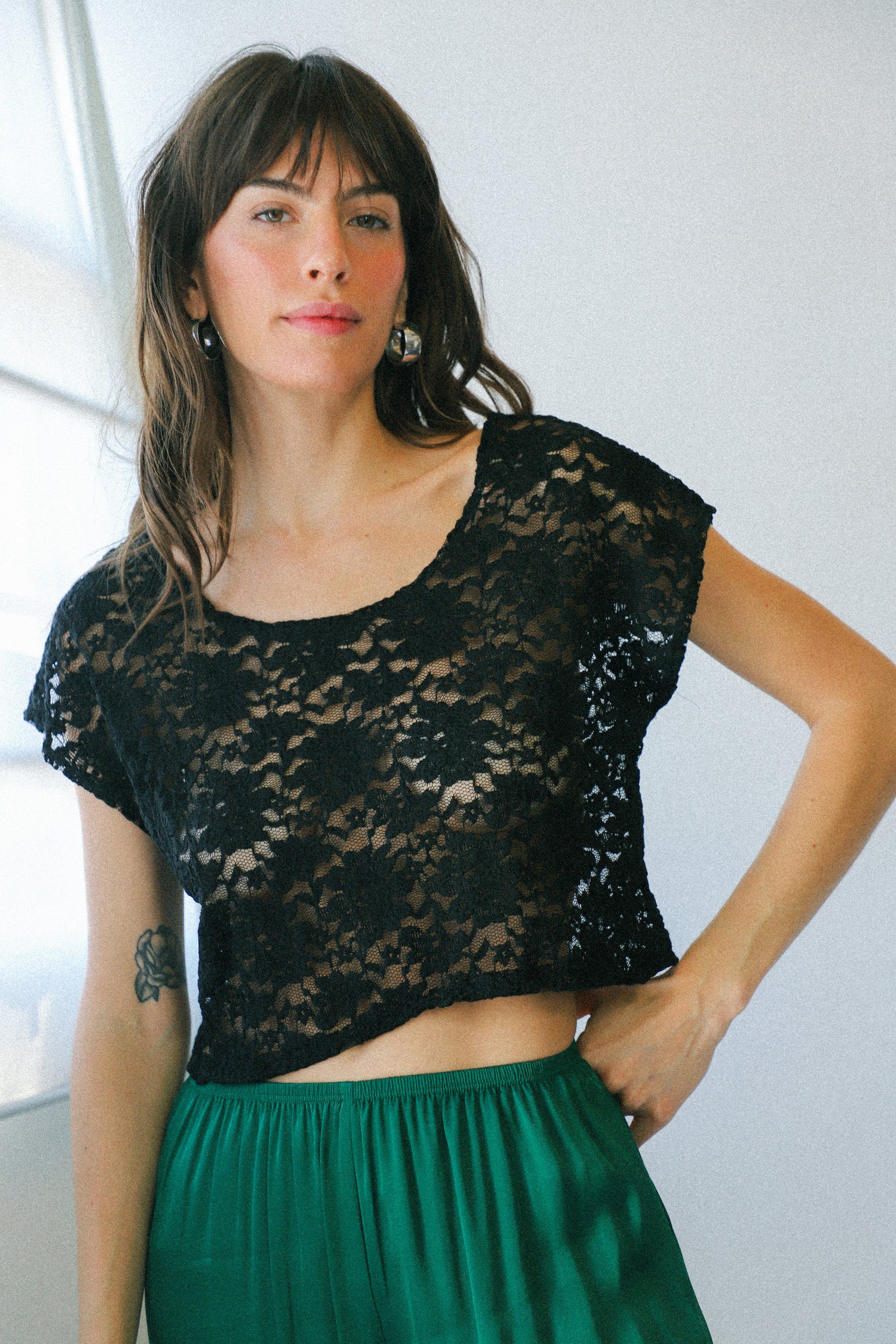 Black Lace Crop Top