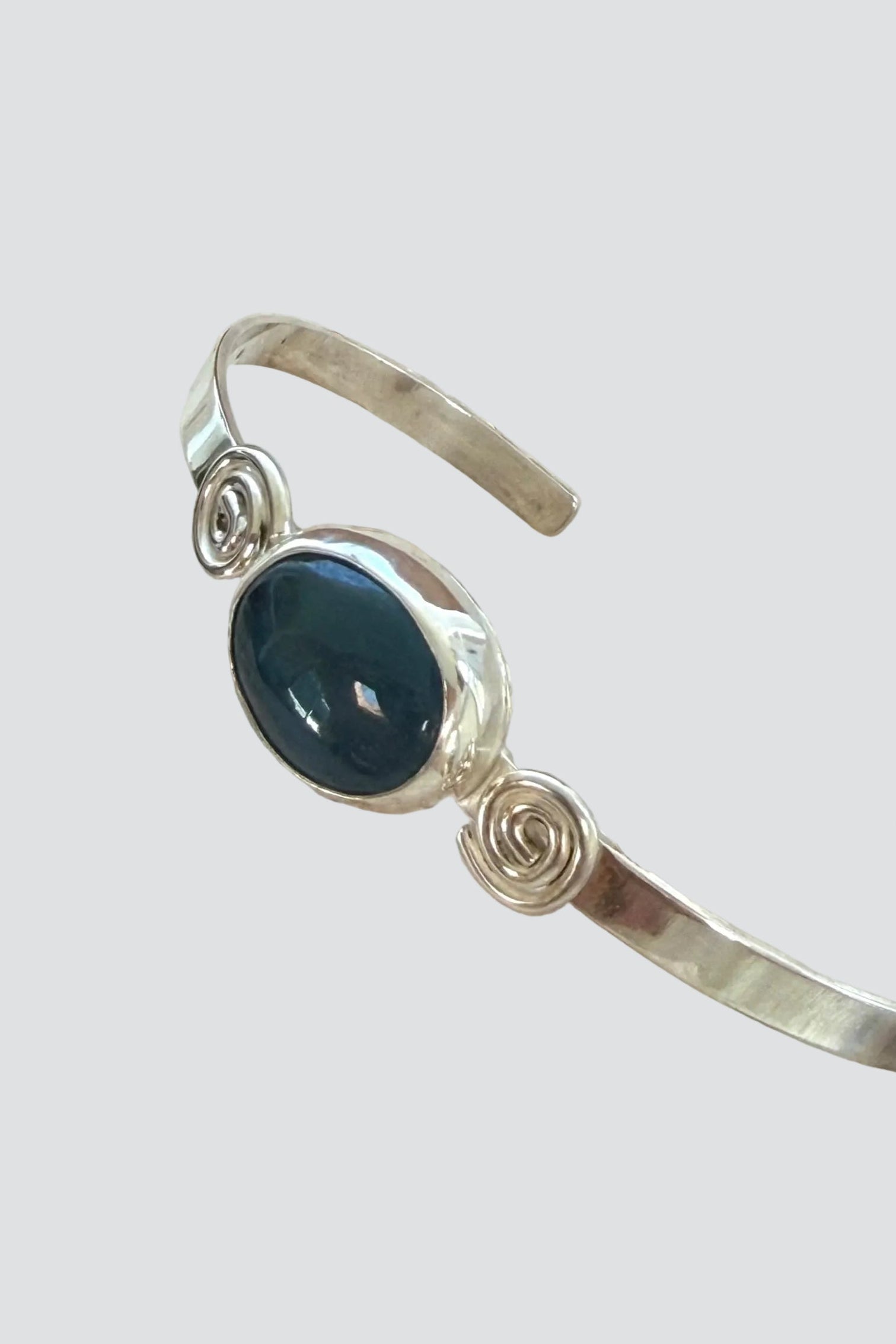 Silver Aquamarine Swirl Cuff