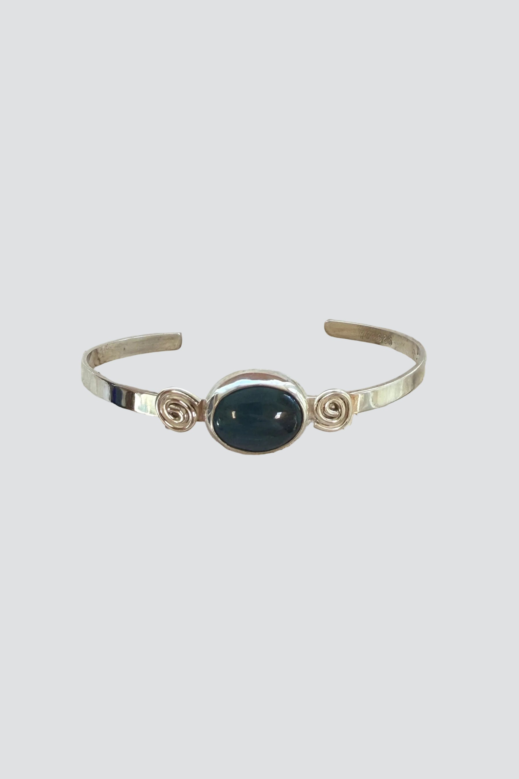 Silver Aquamarine Swirl Cuff